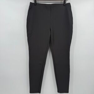 Chicos Pants Women 8 Gray Ponte Tapered Stretch Mid Rise Office Comfy Pull On